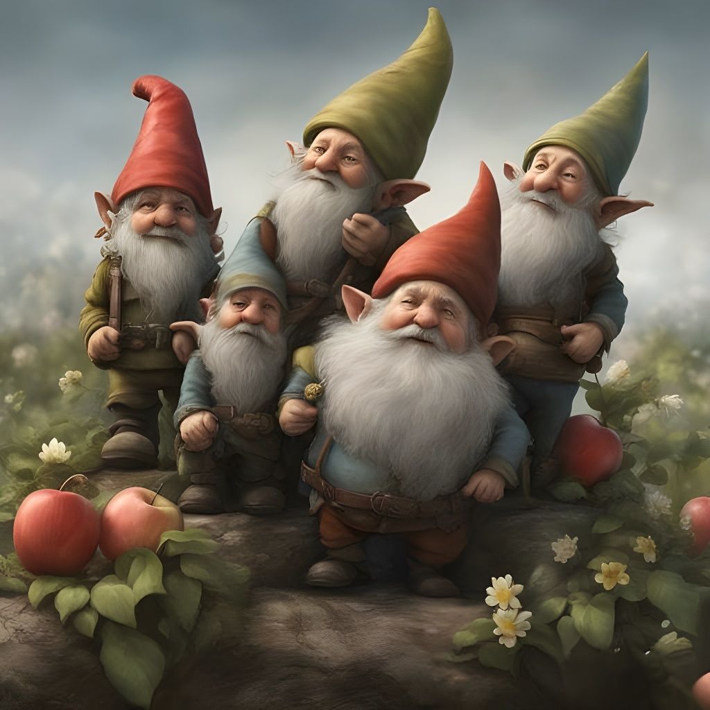 Garden Gnomes' Teamwork in Fantasycore Artwork