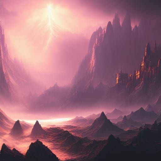 Fantastical Landscape with Dynamic Light, Matte Painting