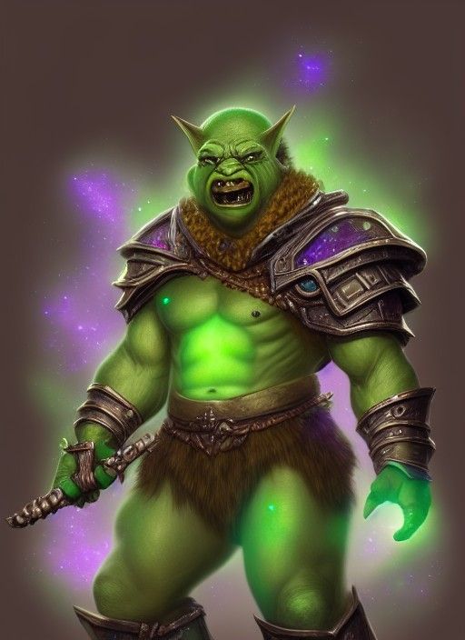 Luminous Candy Orc Paladin in Art Nouveau Style