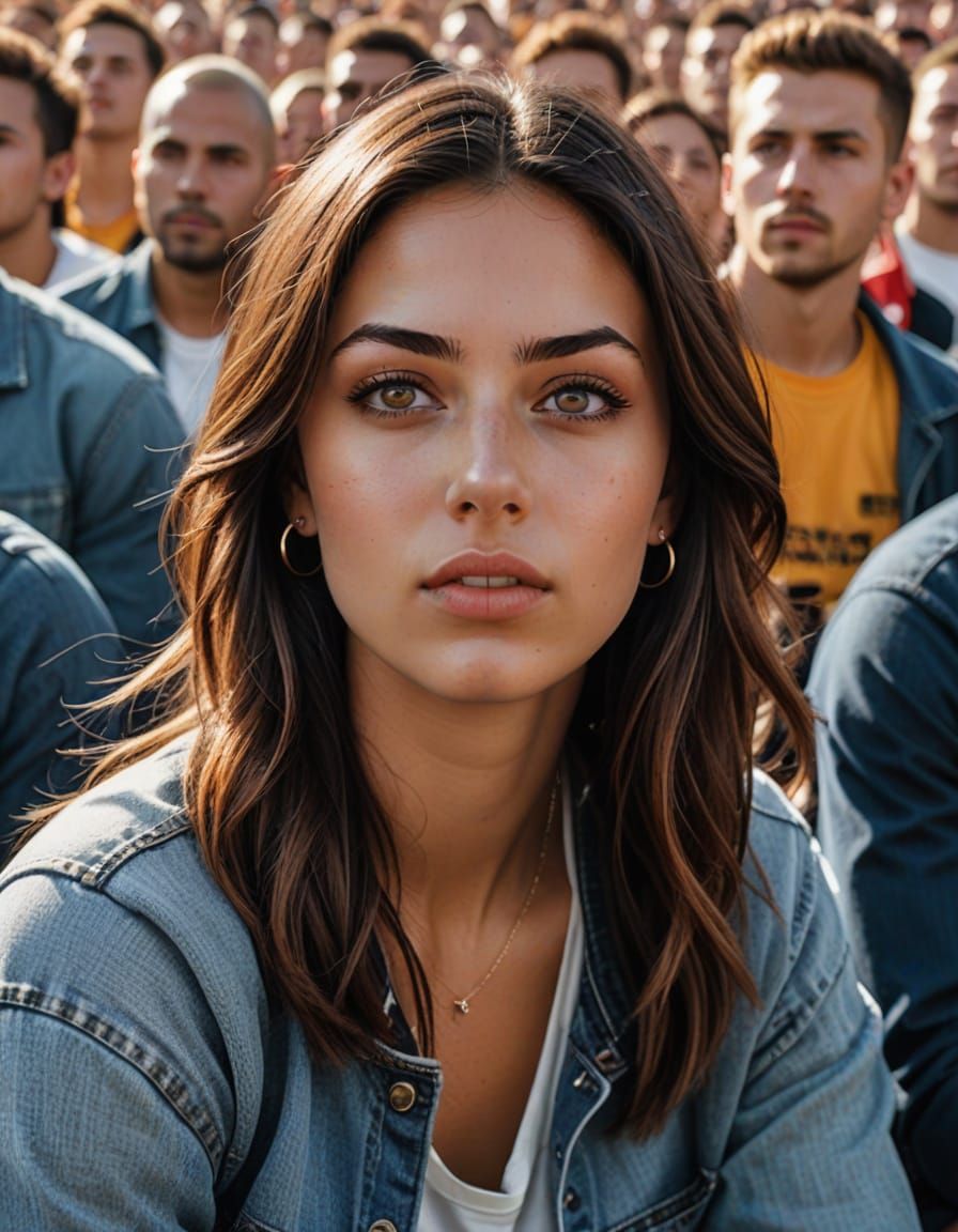 Beautiful Woman Enraptured at Football Game