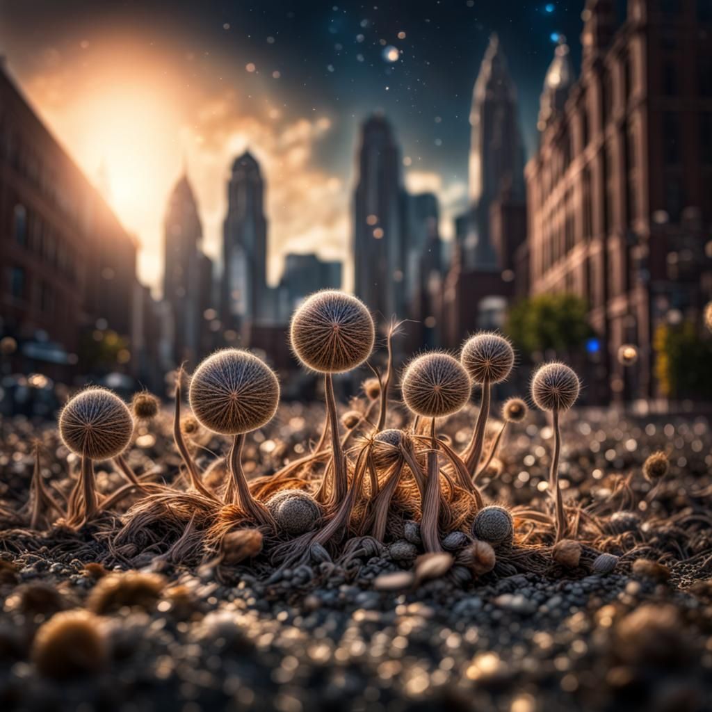 Cosmic Fantasy Cityscape in Hyperrealistic Style