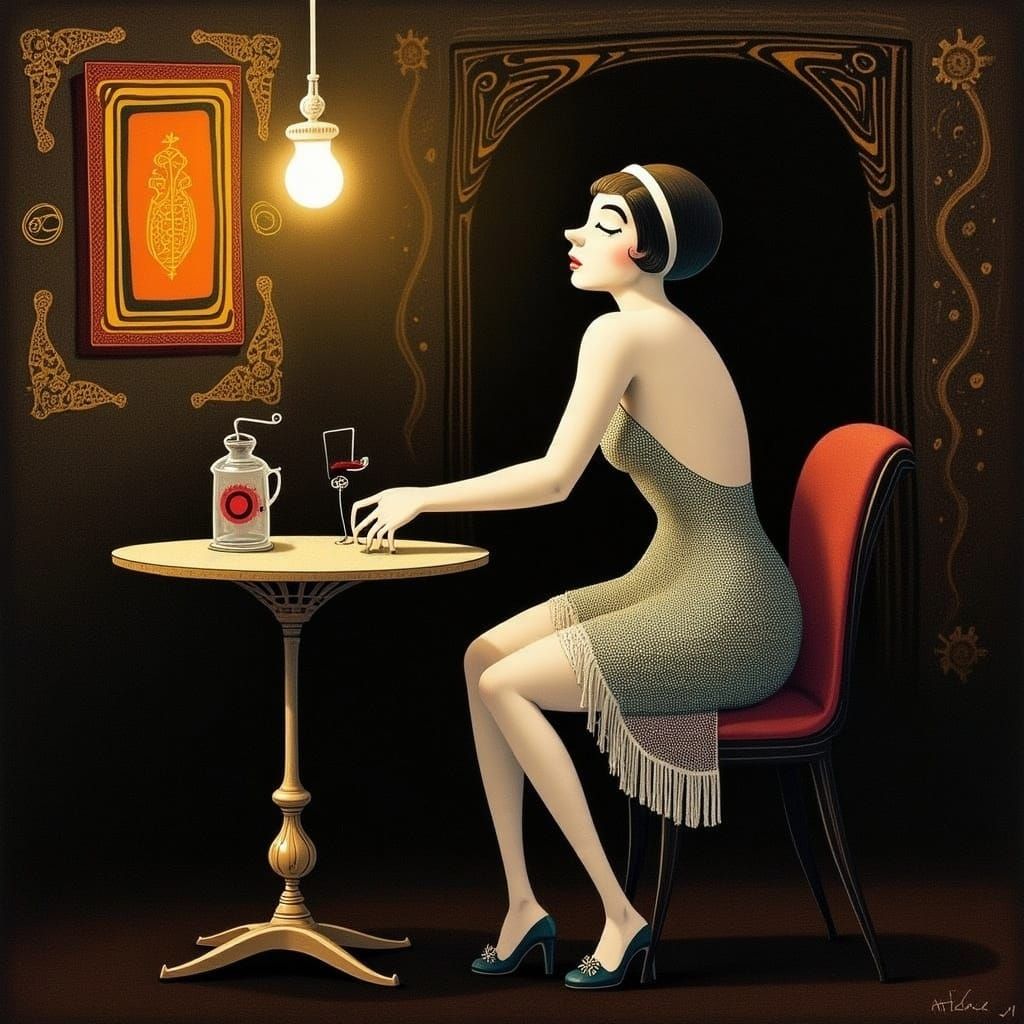 Flapper in Speakeasy, Art Deco Style