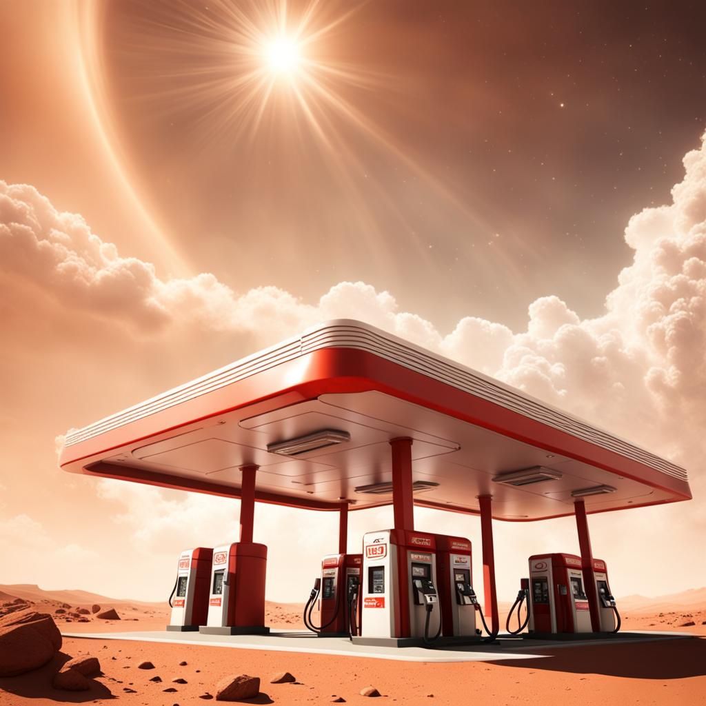 Gas Station on Mars in Divine Light