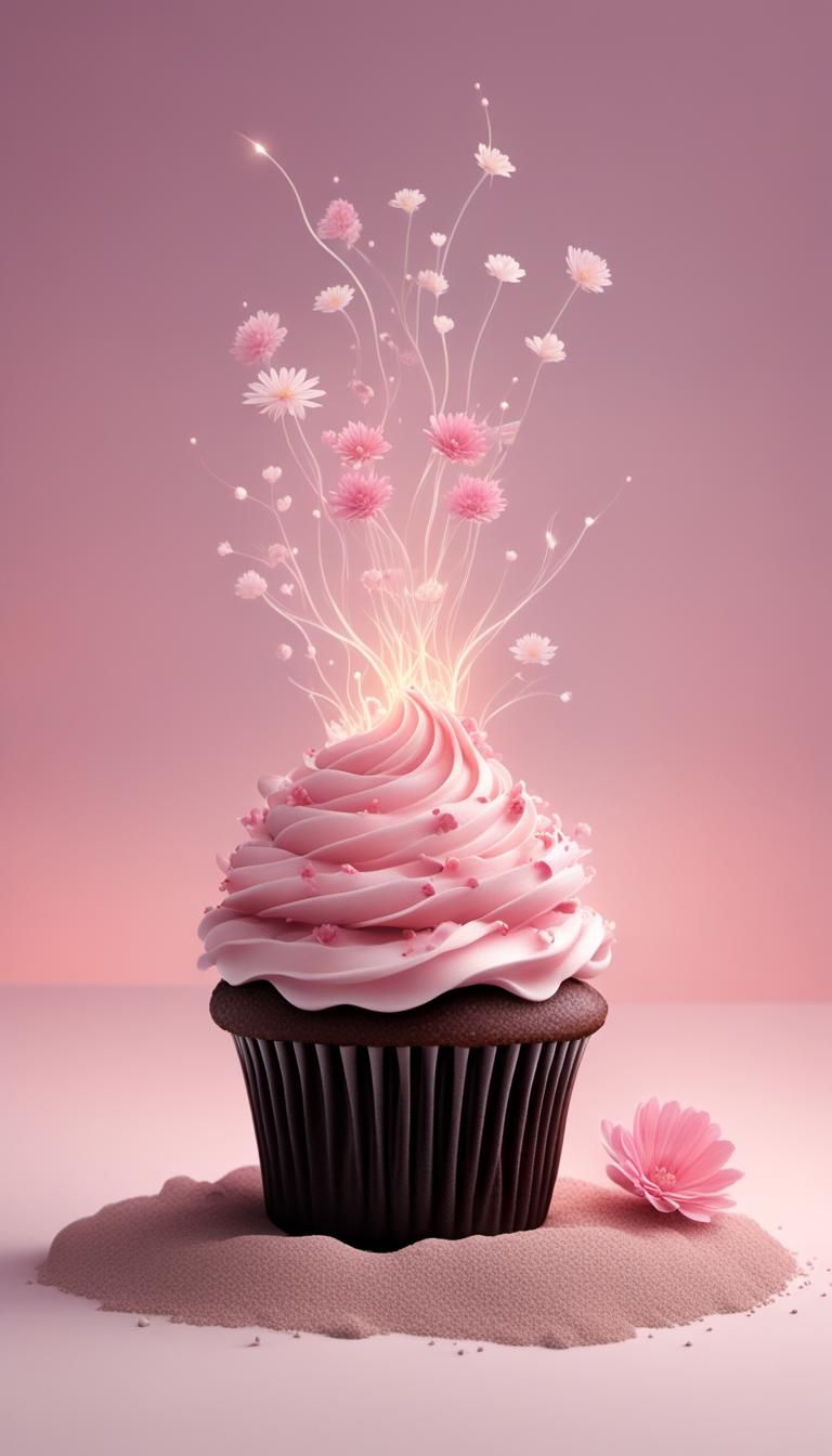 Surreal Cupcake in Abstract Ethereal Style