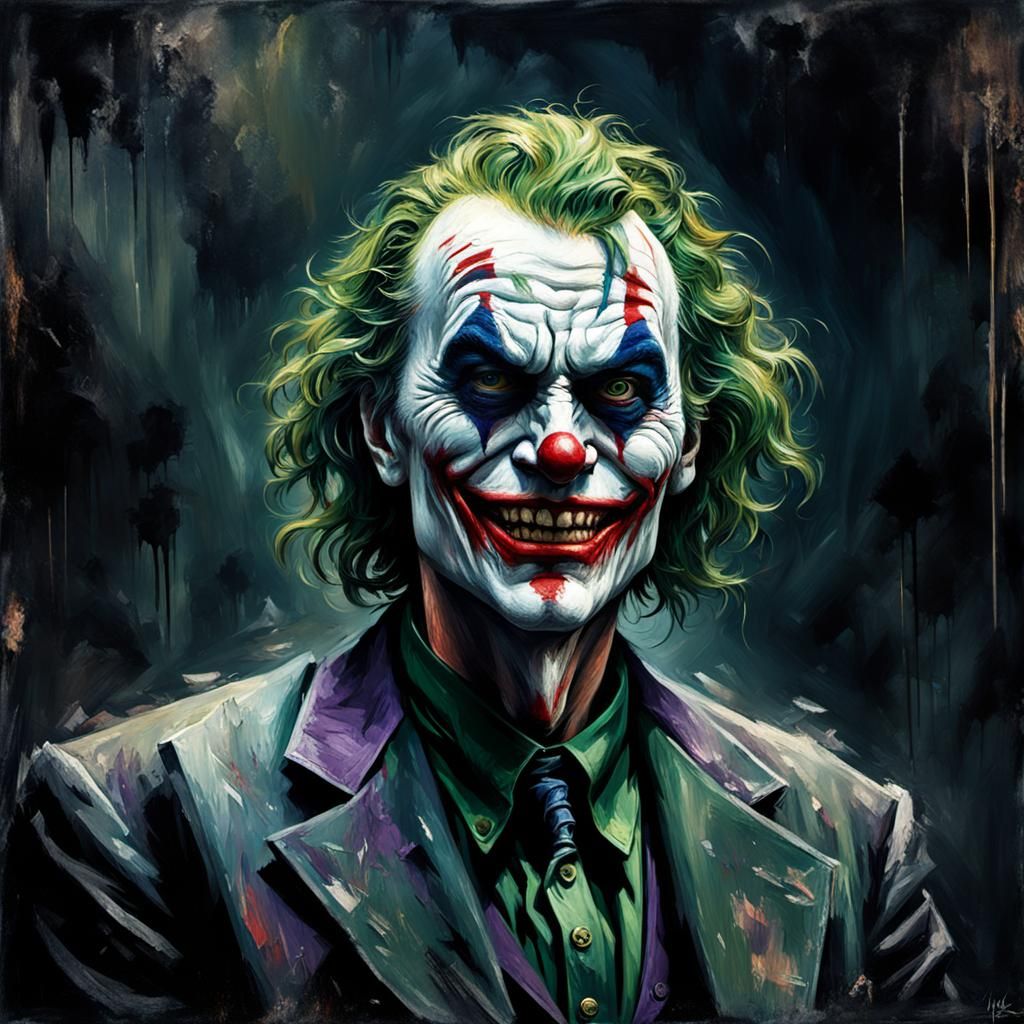 Grotesque Decaying Psychotic Face as Impasto Painting