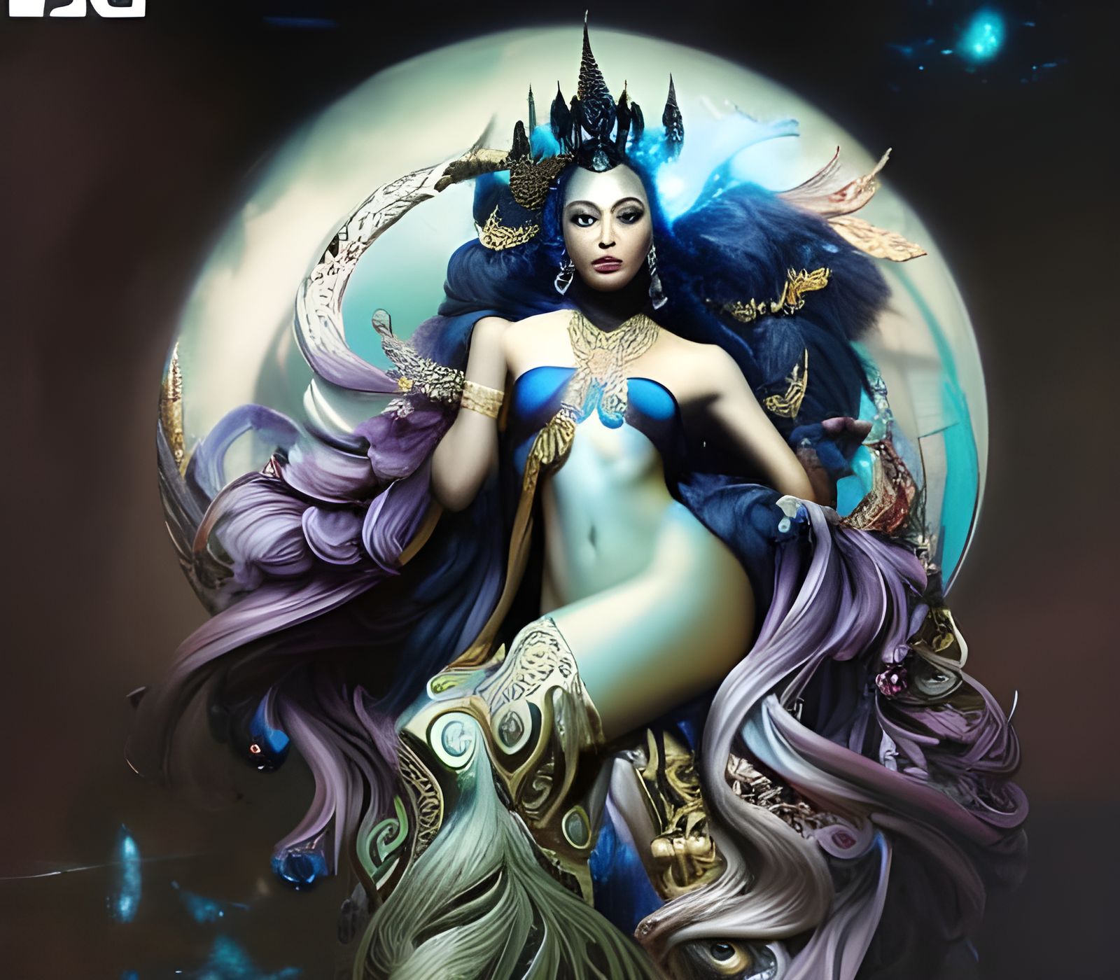 Darkness Shadow Goddess Portrait in Digital Fantasy Art