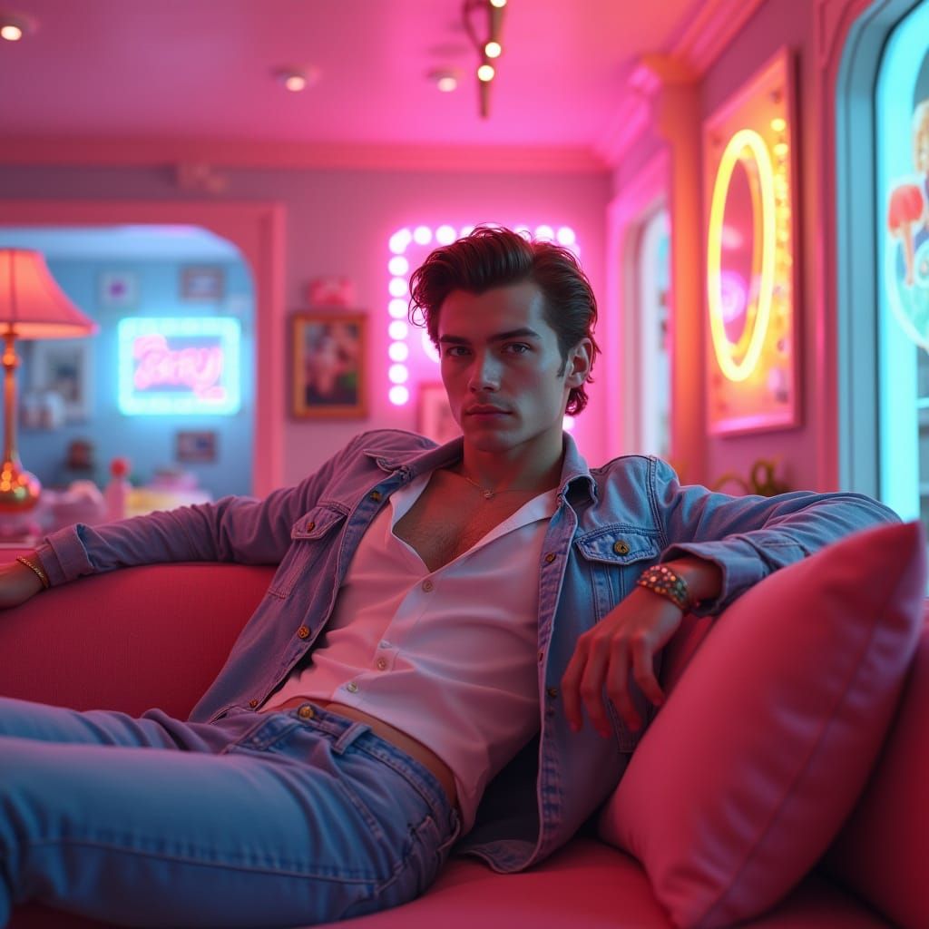 Retro Dreamhouse Heartthrob in Neon Paradise