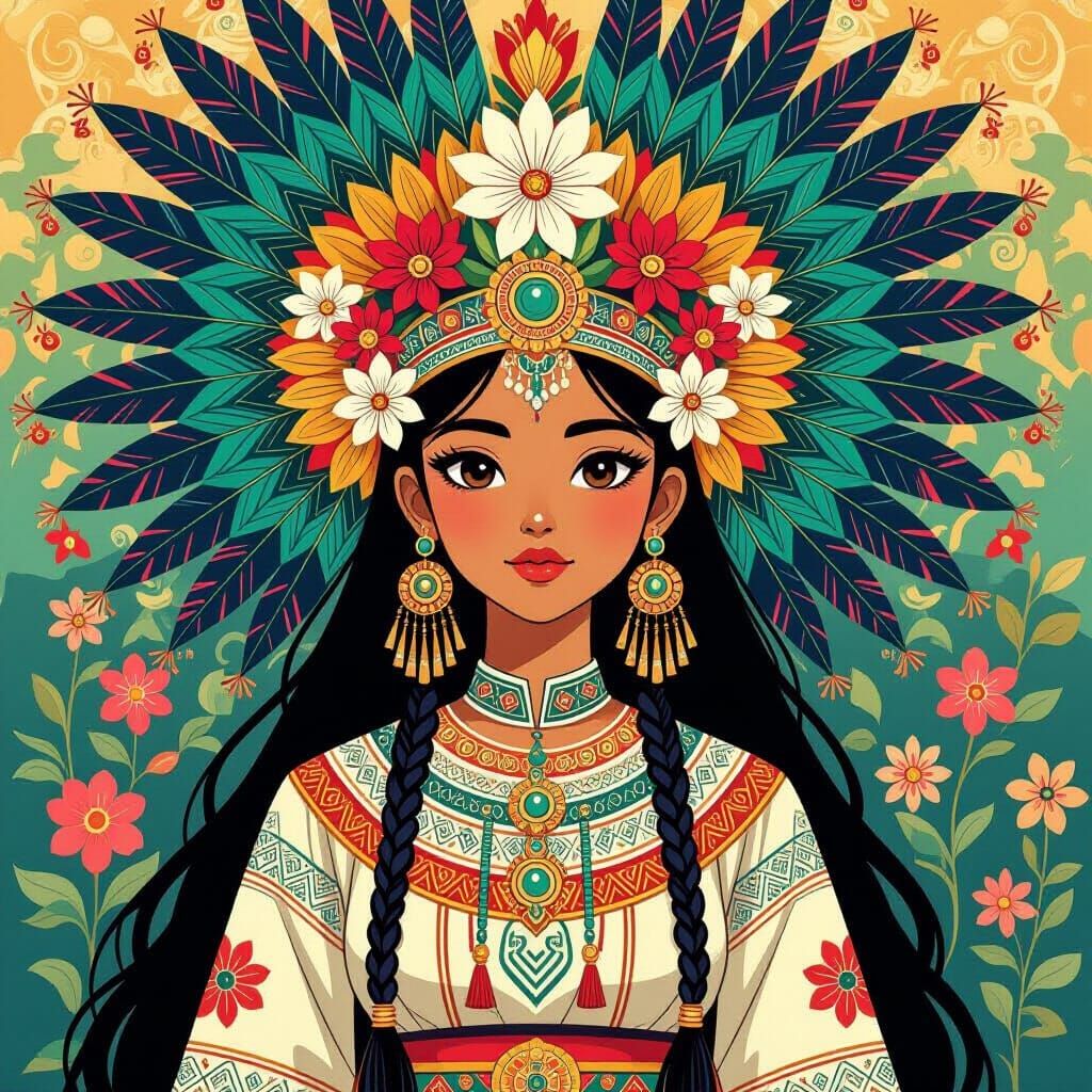 Aztec Warrior Princess with Japanese Anime Style