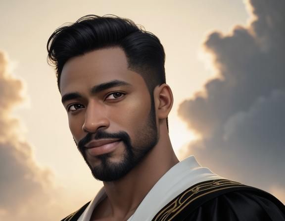 Joyful Black Man in Velvet Cape: Impasto Portrait