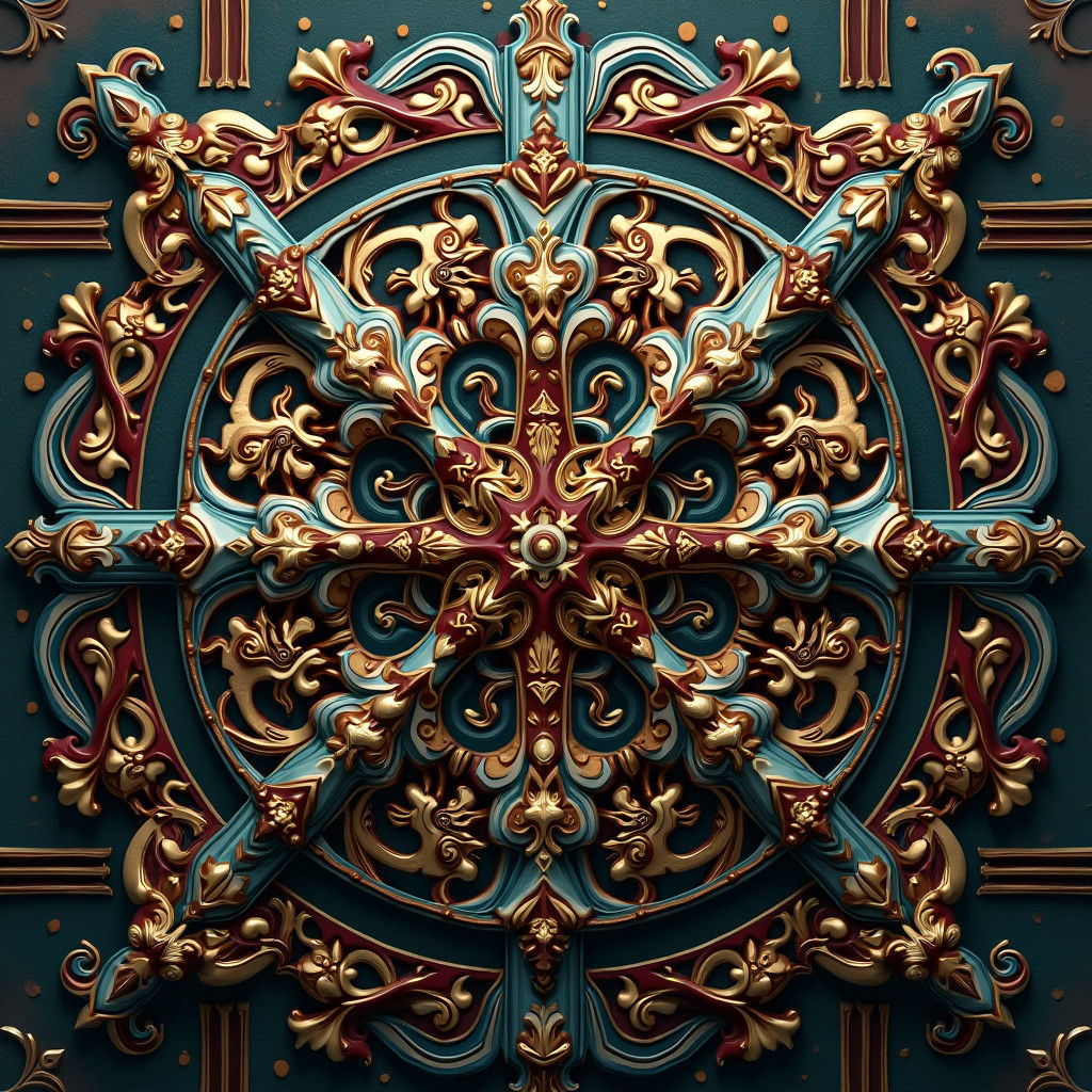 Intricate Symmetrical Design with Mandala and Baroque Art