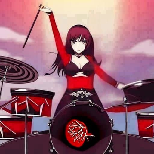 Anime Style Anatomically Correct Heart on Drum