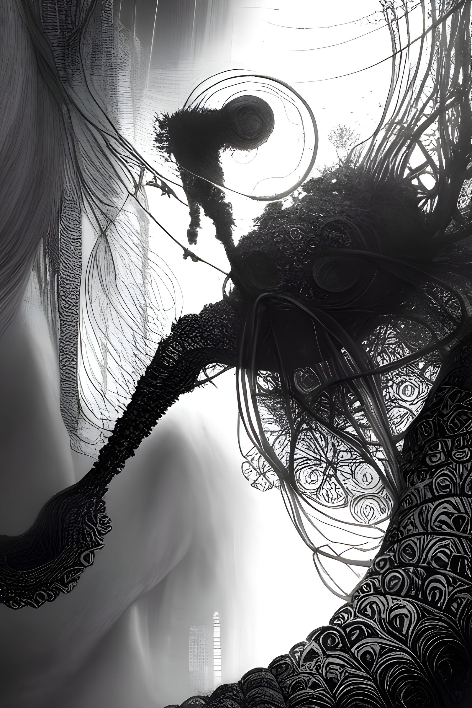 Intricate Ink Illustration Inspired by Yoshitaka Amano