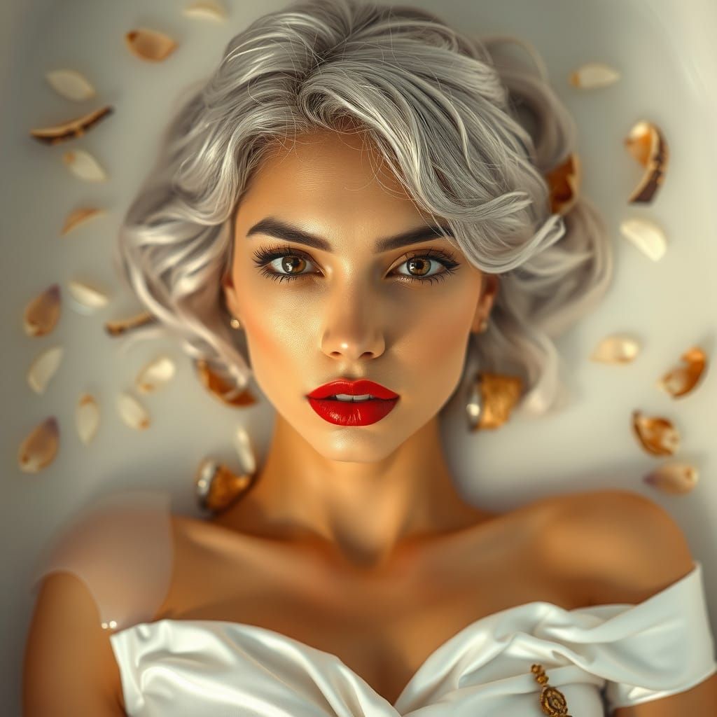 Elegant Woman in Dreamy Bath Scene, Inspired by Art Nouveau ...