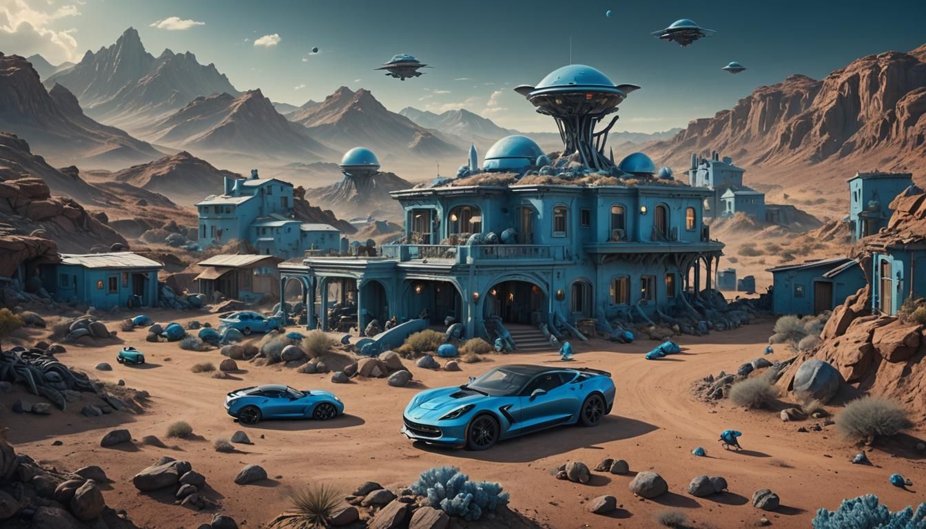 Alien Planet of Blue People and Corvette