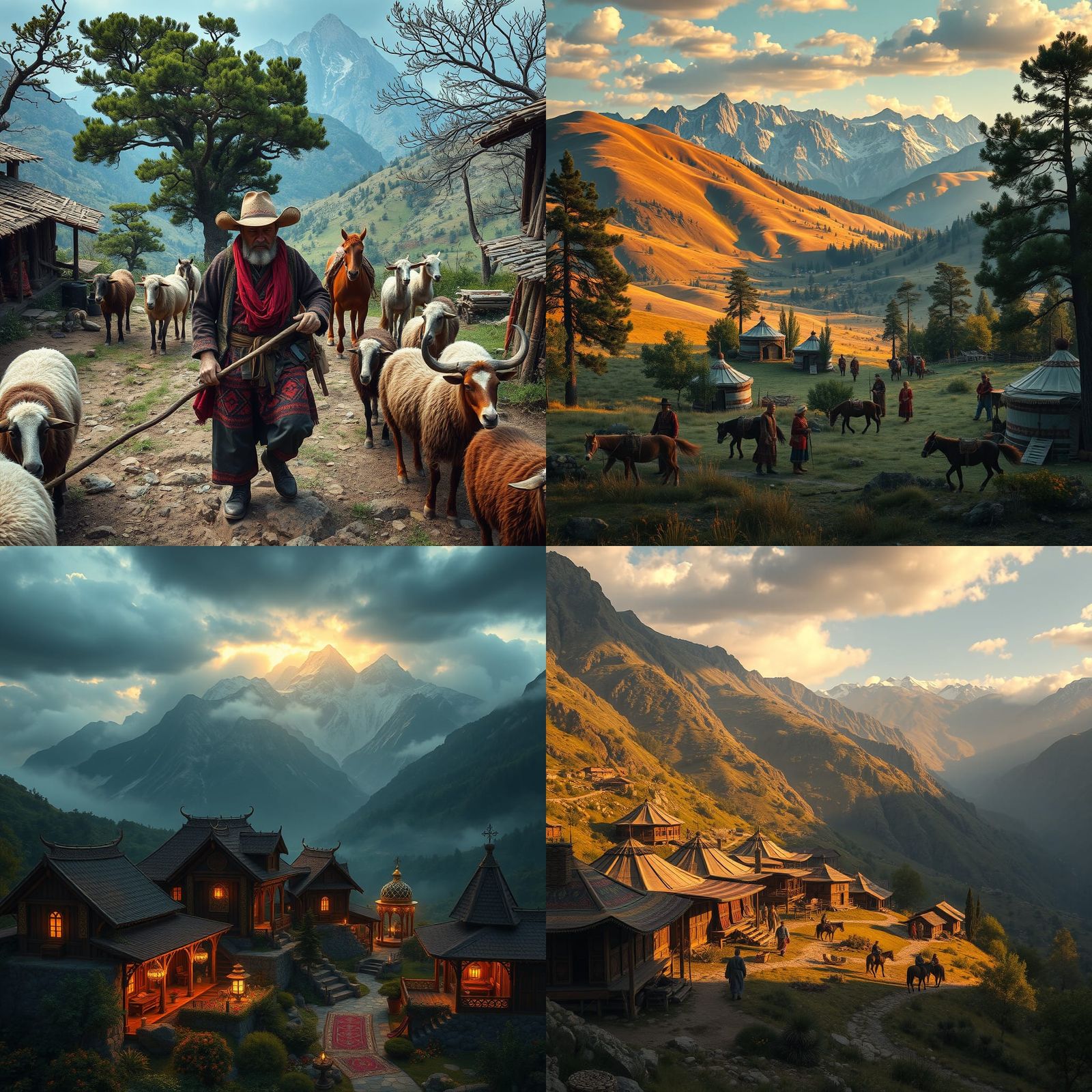 Daily Life of Yörük Turks in Highlands: Matte Painting