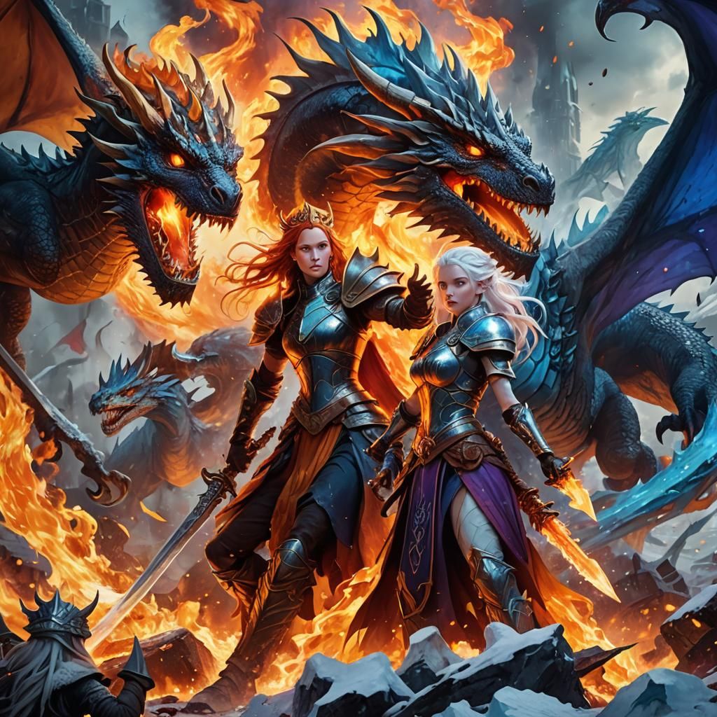 Fire Queen vs Ice Queen: Epic Fantasy Battle