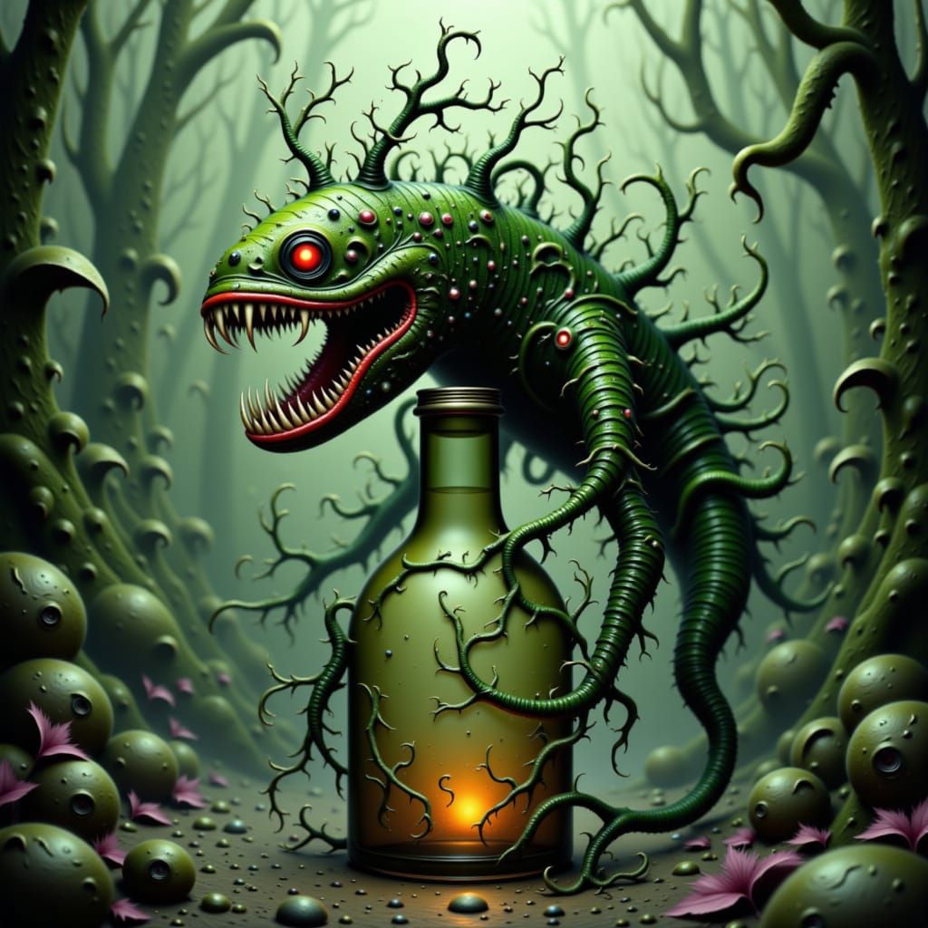 Fierce Piranha-Plant Hybrid Trapped in Mystical Bottle