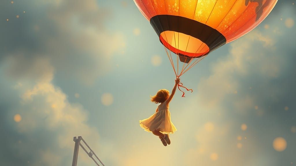 Girl Ascends with Balloon: Inspired by Miyazaki and Gurney