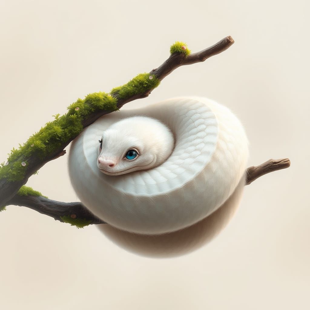 Fluffy Snake in Dreamy Watercolor Style