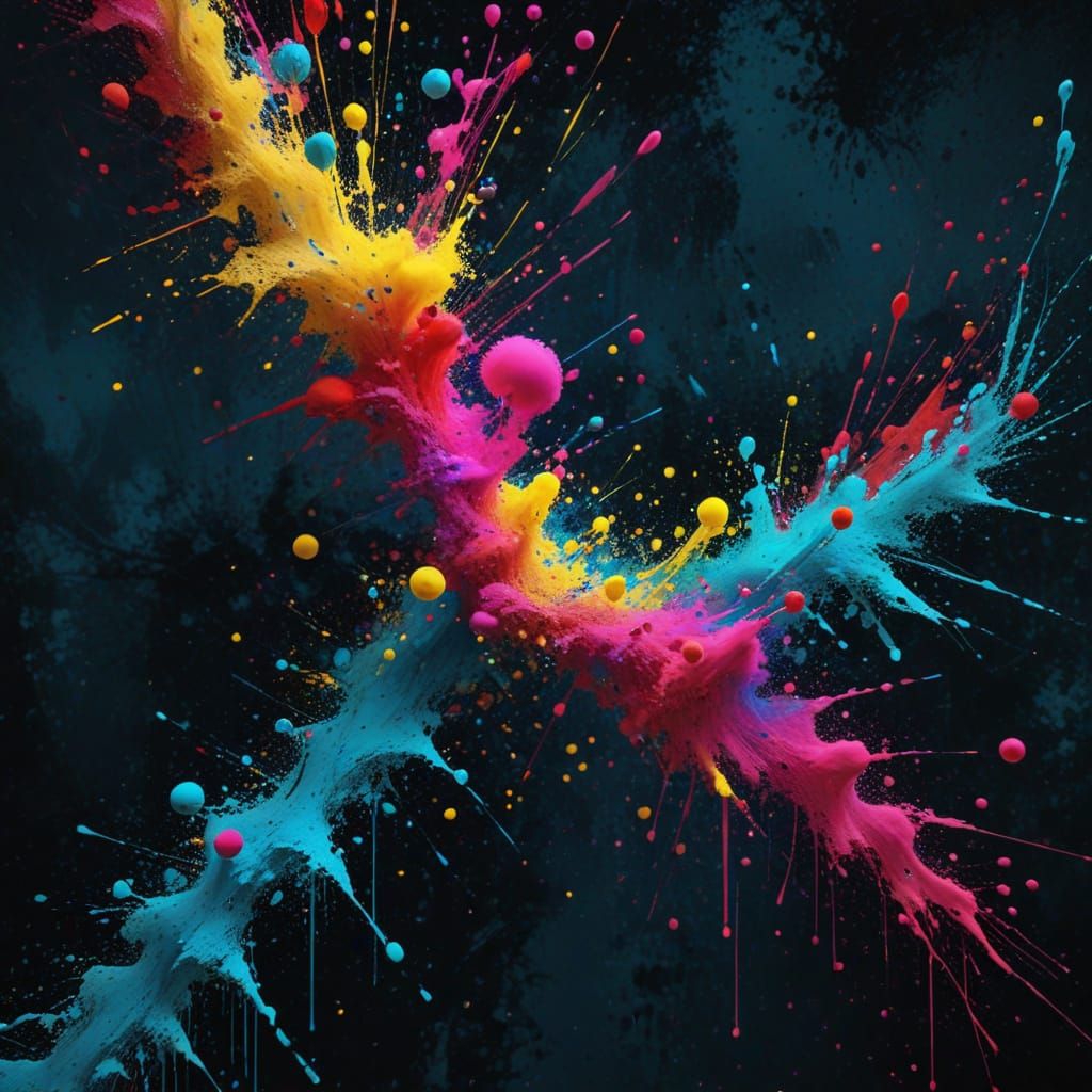 Vibrant Grunge Splatter Art in Cosmic Colors