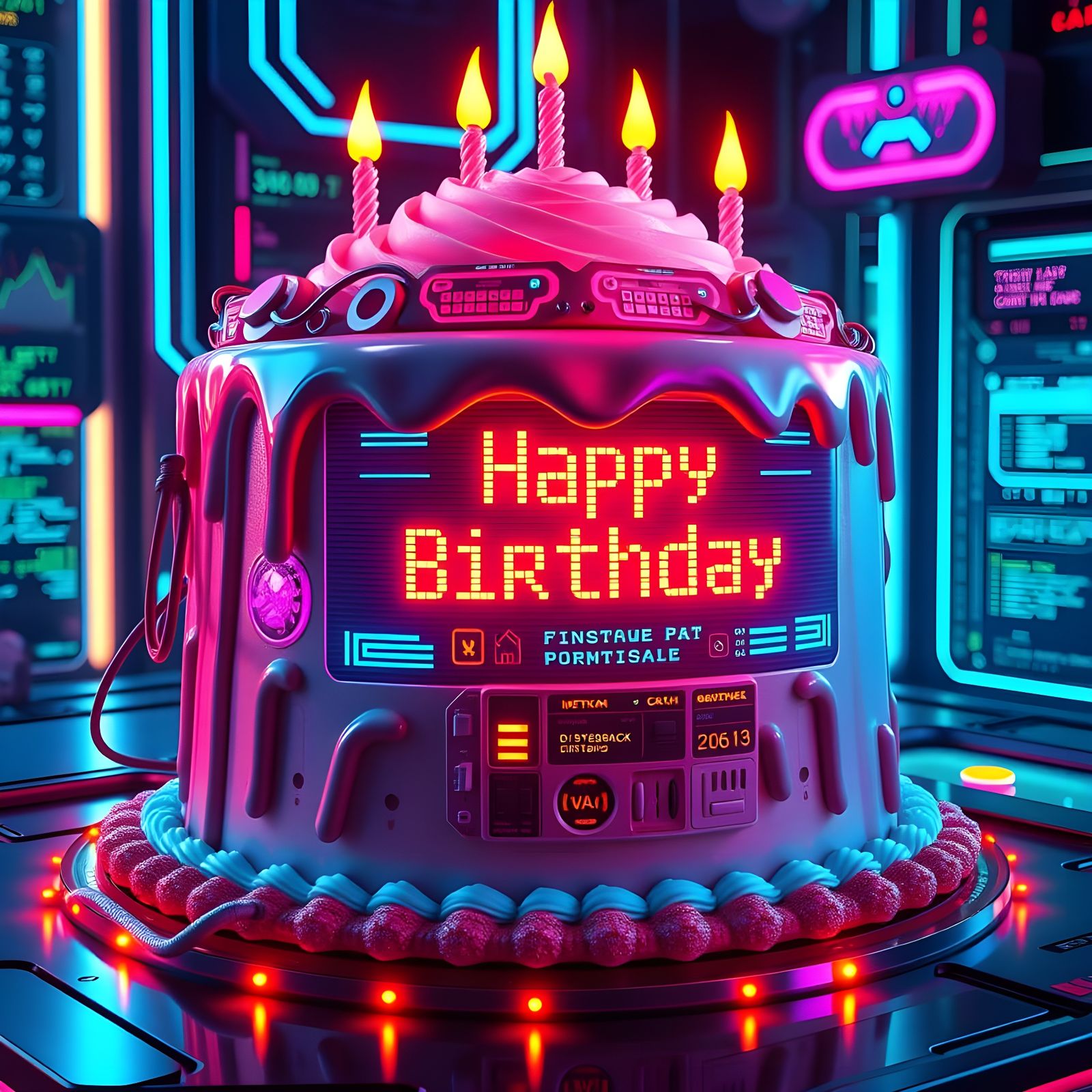 VT2000 Cyberdeck Birthday Cake - a cake that you can check your e-mail on!