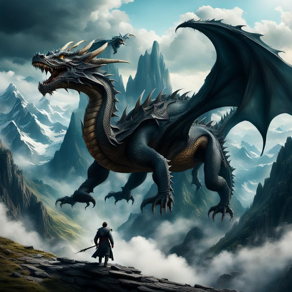 Epic Dragon Ascends Upside-Down Mountains