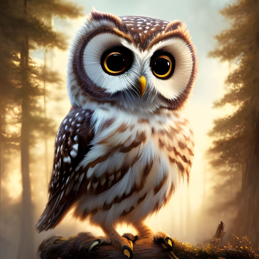 Cute Owl Fantasy Art Storybook Illustration