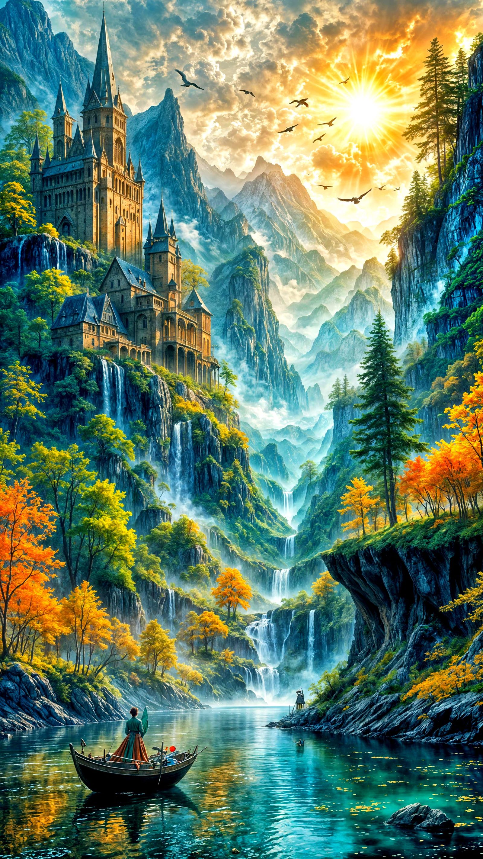 Cascading Waterfall of the Misty Mountains