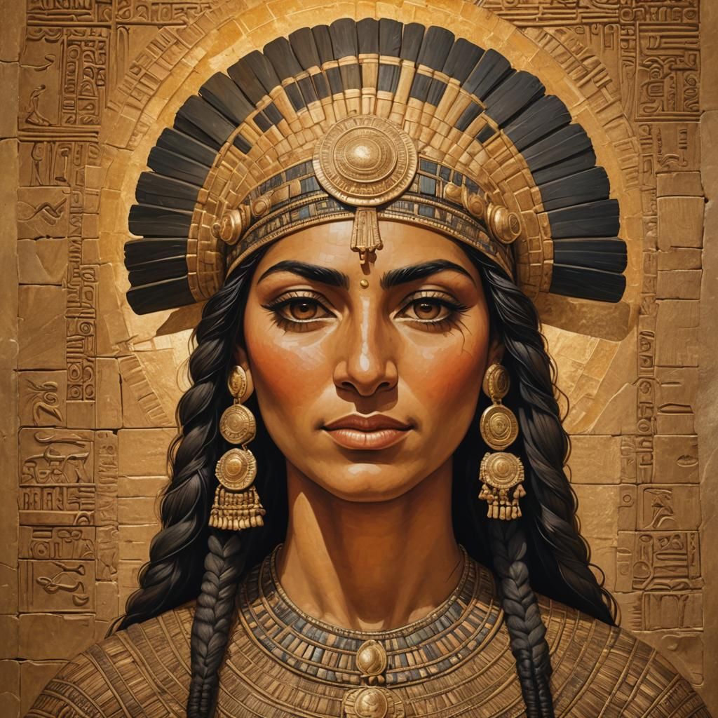 Babylonian Woman Portrait with Ziggurat of Ur