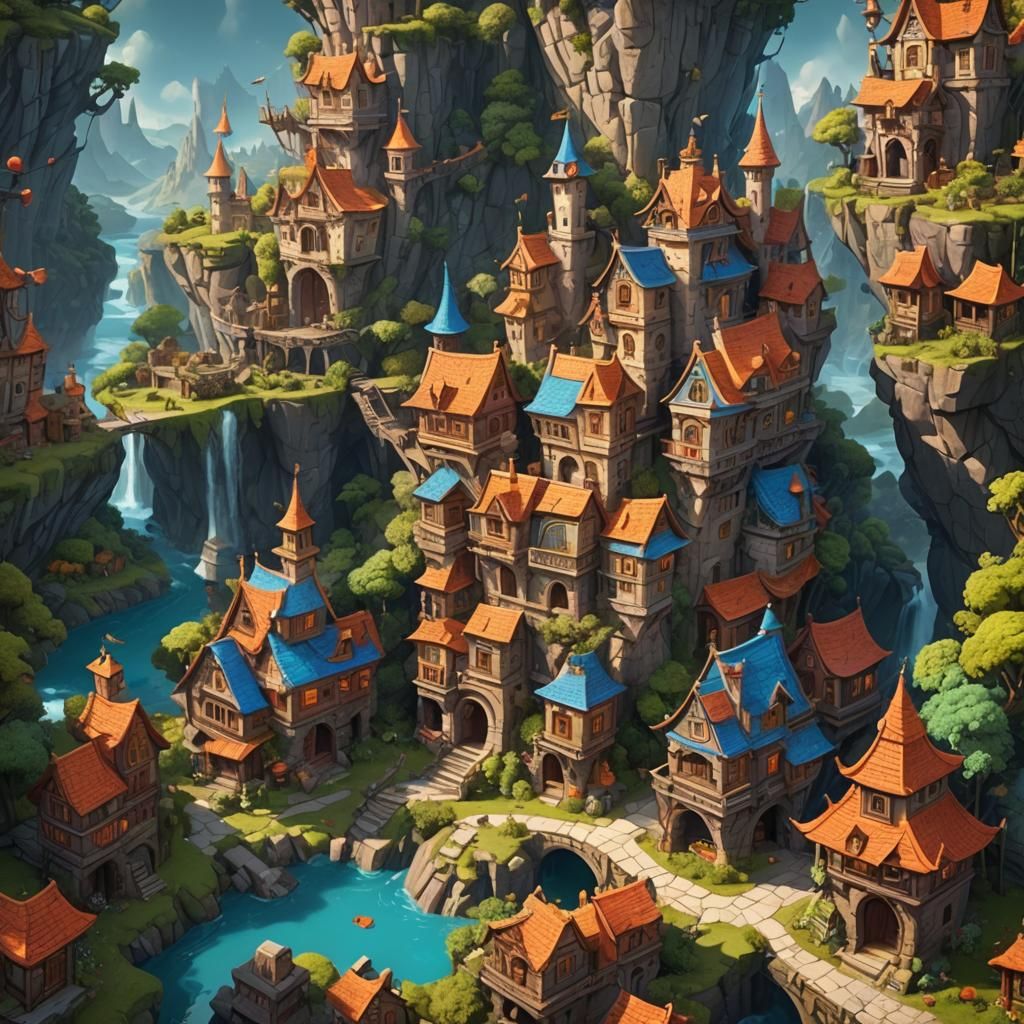 Colorful Cartoon Castle Concept Art