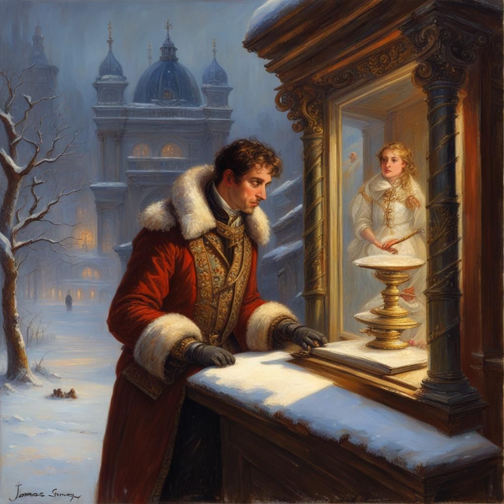 Prince and Princess Dancing in Snow Globe