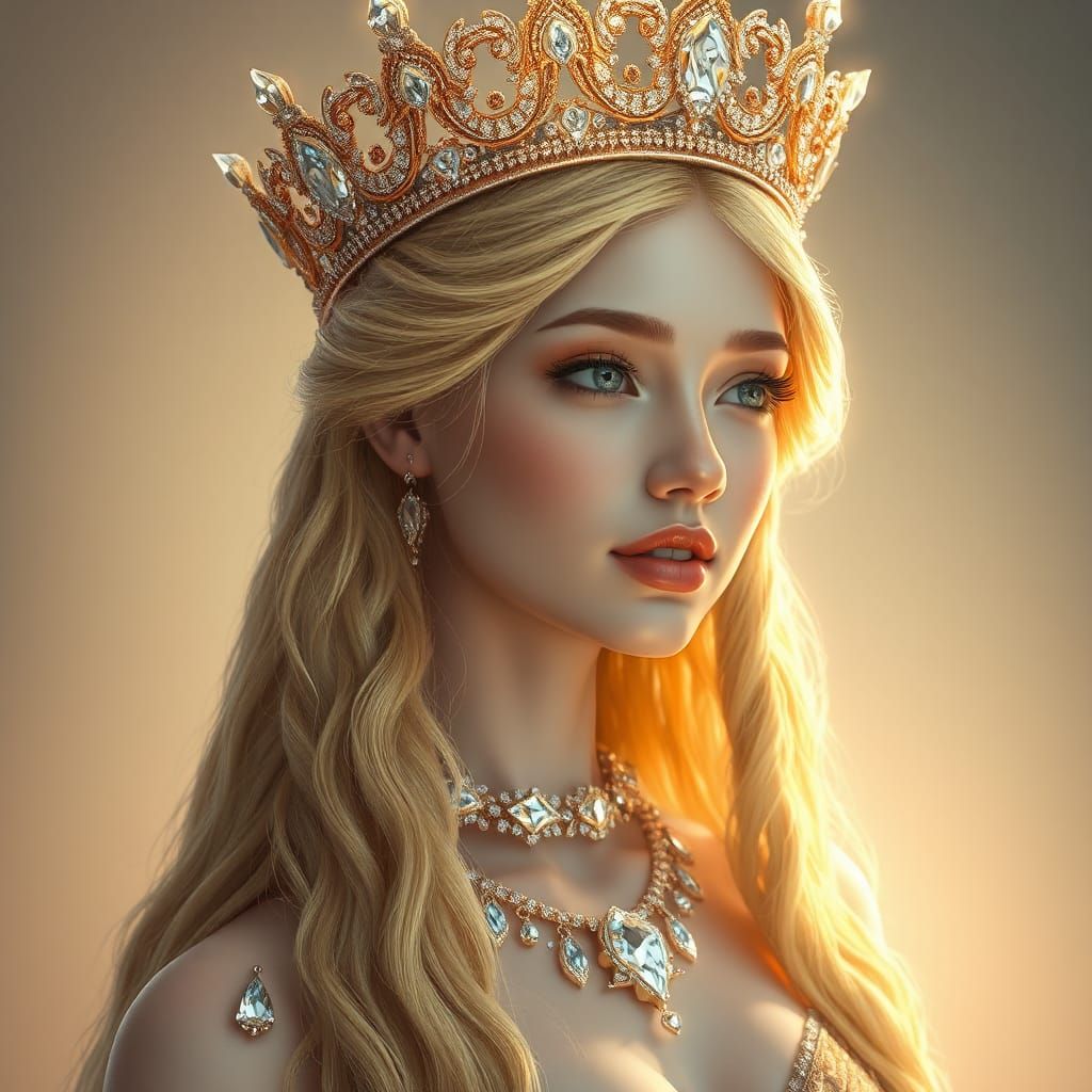 Ethereal Queen with Crystal Crown Portrait