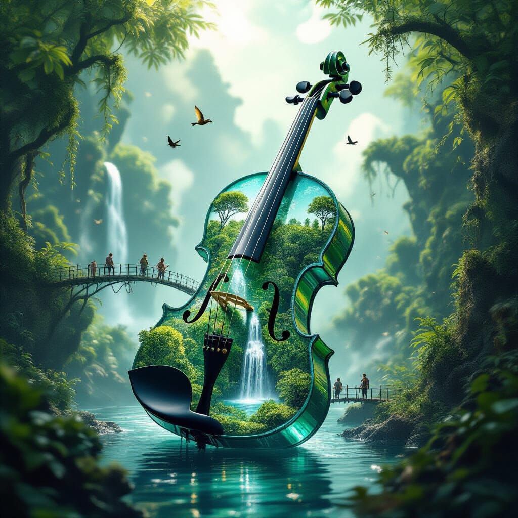 Fantastic photorealistic art of a huge translucent emerald v...