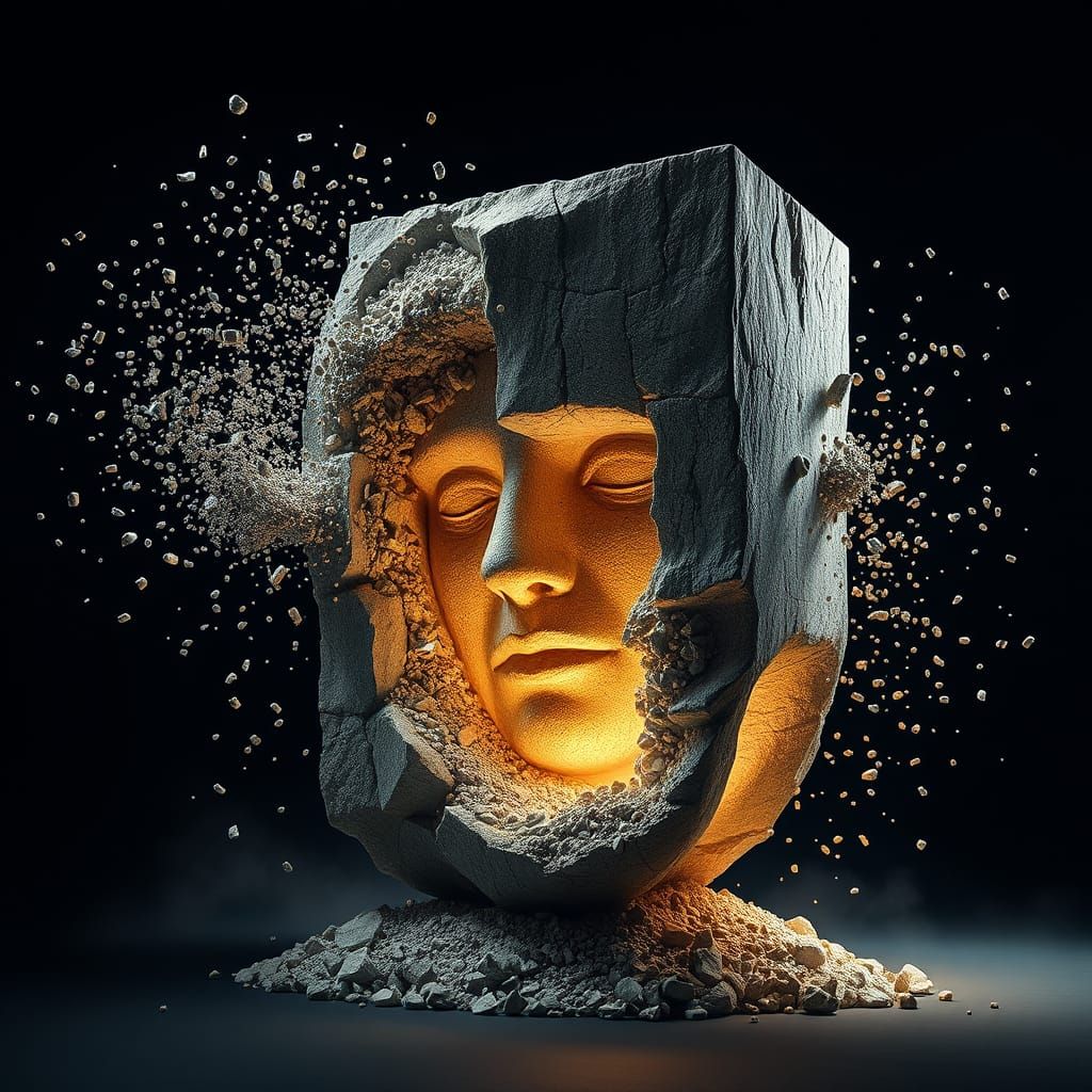 Ephemeral Stone Formations in Mysterious Light