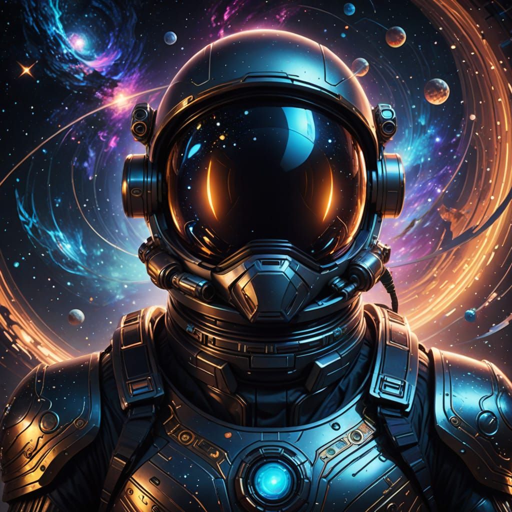 Heroic Space Explorer in a Starry Galaxy