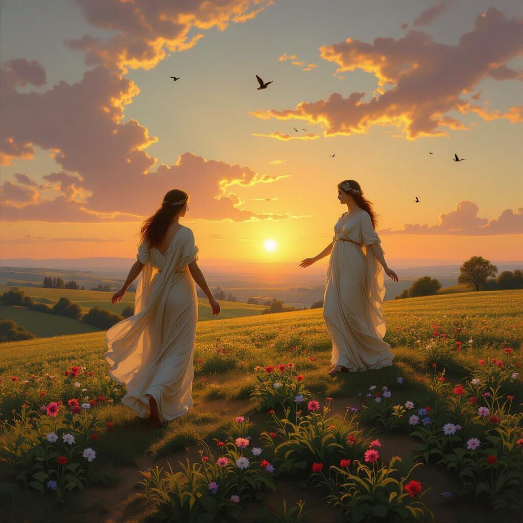 Baroque Oil Painting of Persephone's Return to Demeter at Da...