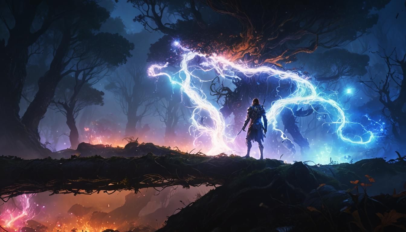 Stressed Warrior in Mystical Forest Concept Art