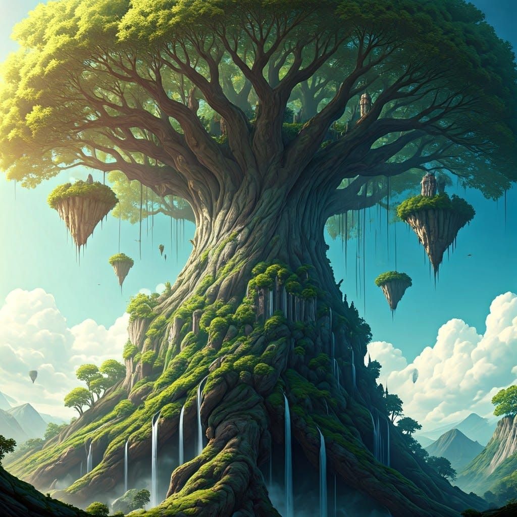 Ethereal Tree of Worlds Ascends to the Heavens
