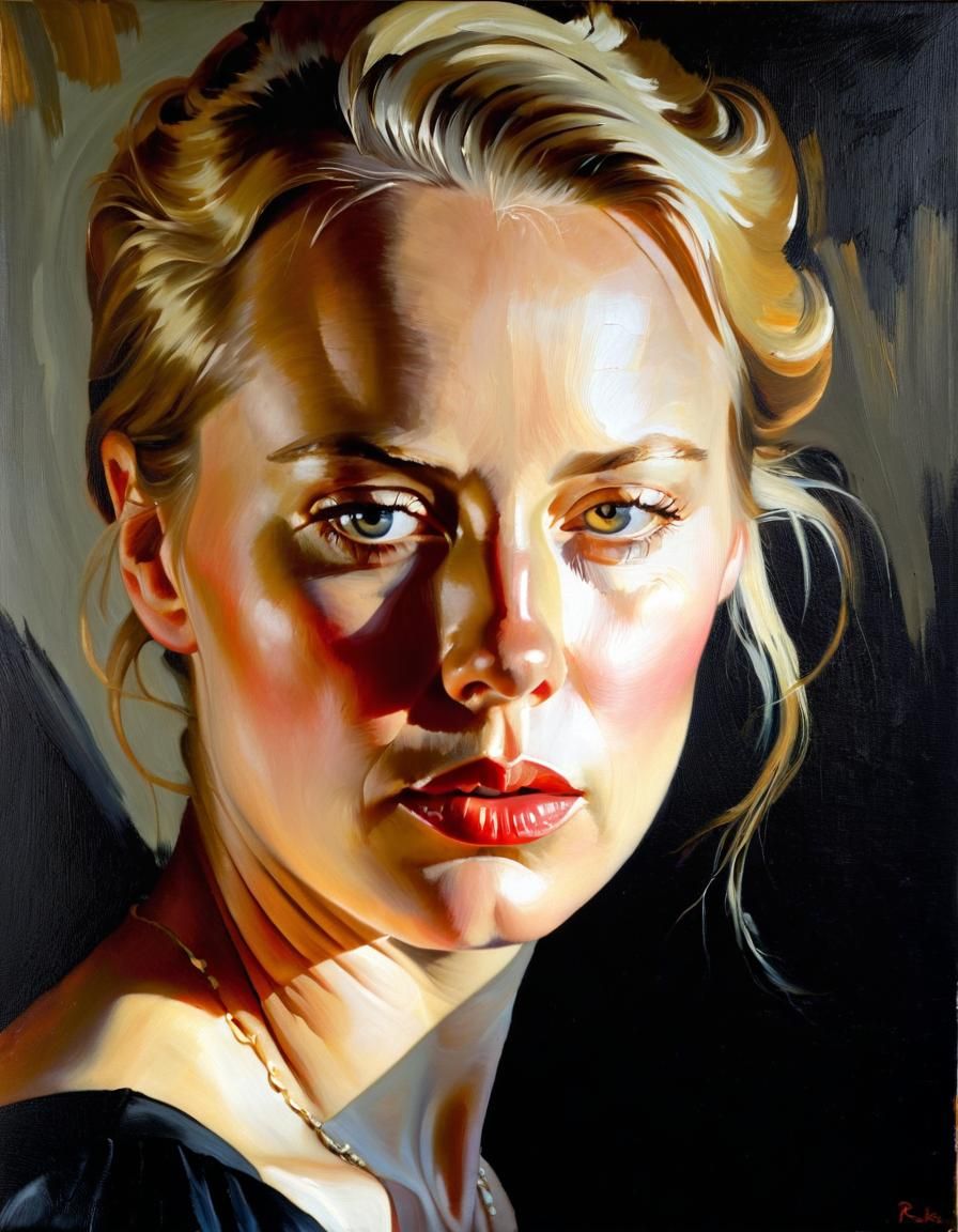 Contemplative Portrait in Expressive Oil Painting Style