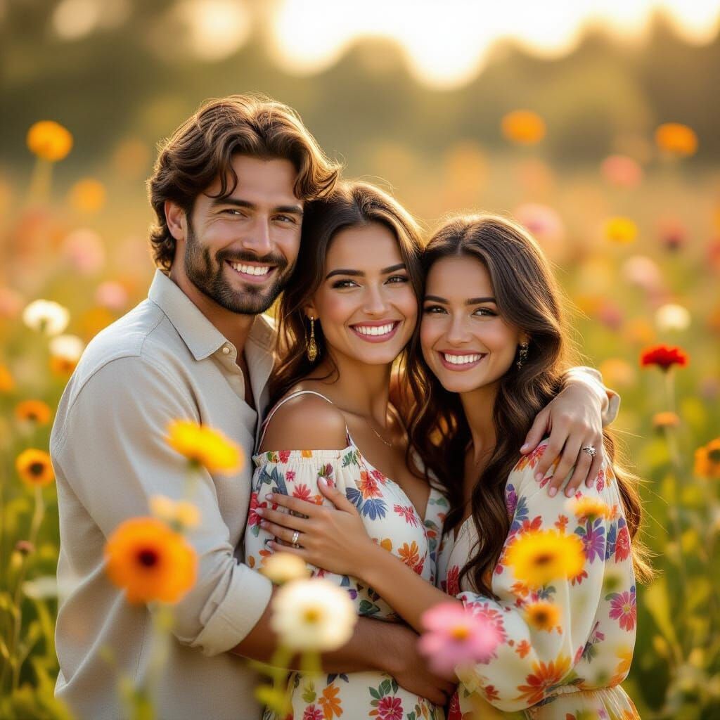 Utopian Flower World with Joyful People