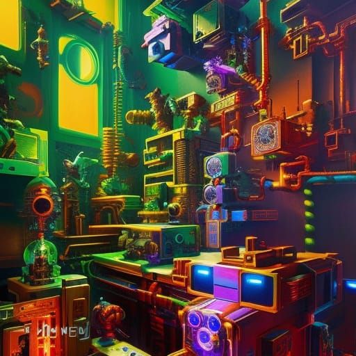 Surreal Hardware Pets in Digital Pop Art