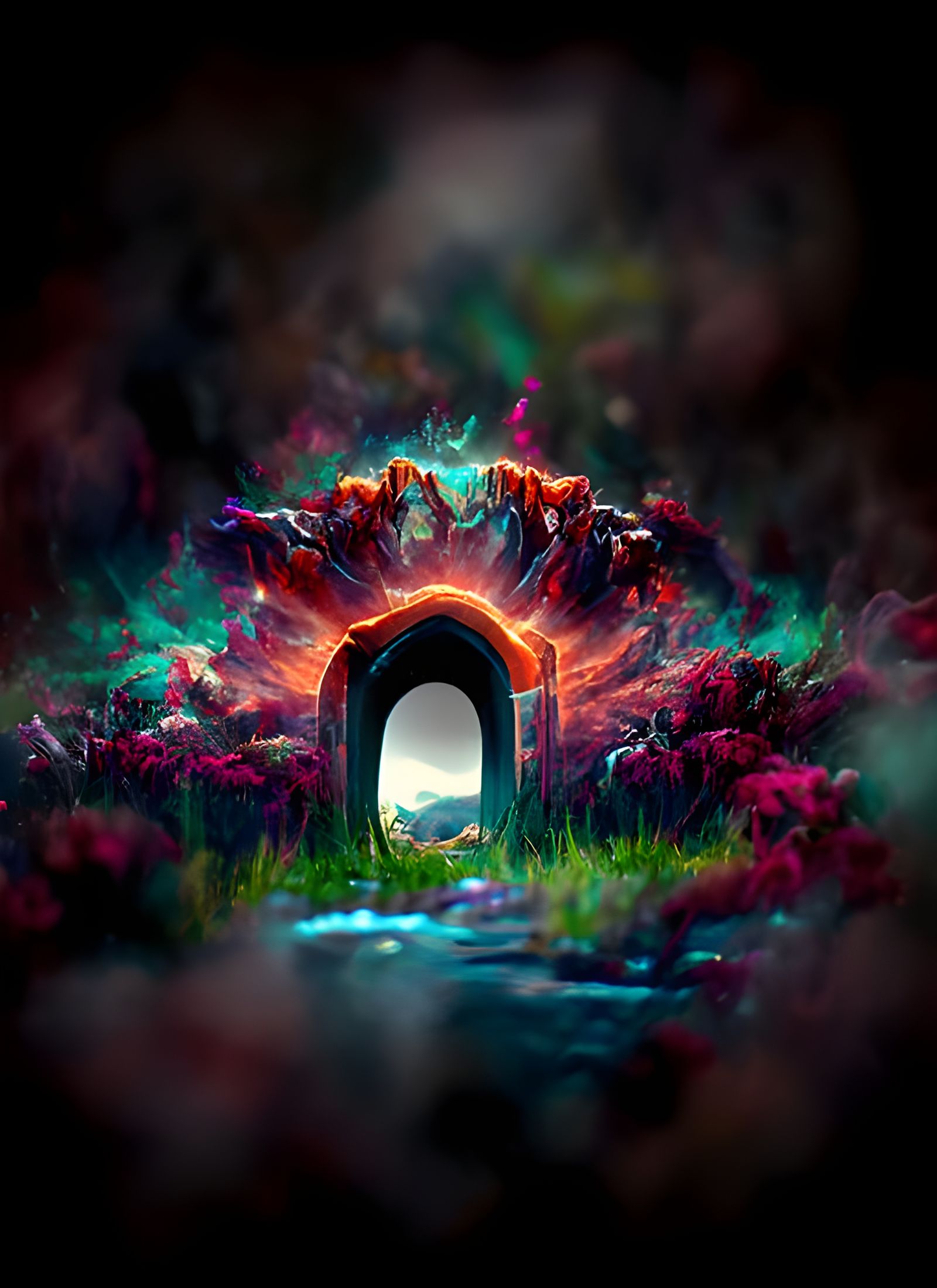 Dimensional Keyhole Portal to Fantasy Landscape