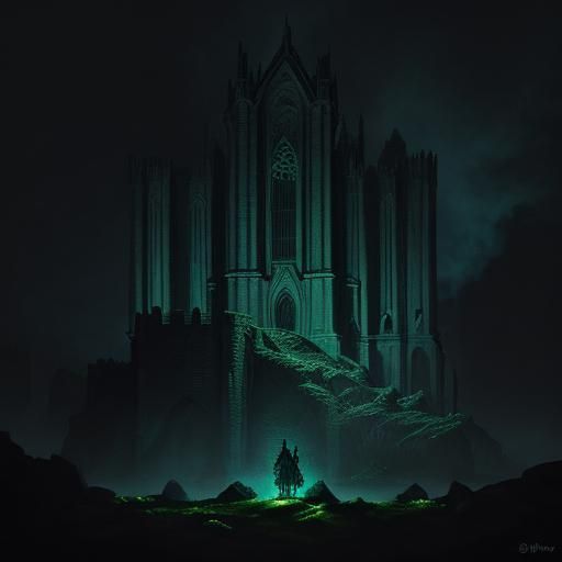 Bioluminescent Mold in Dark Fantasy Gothic Chamber