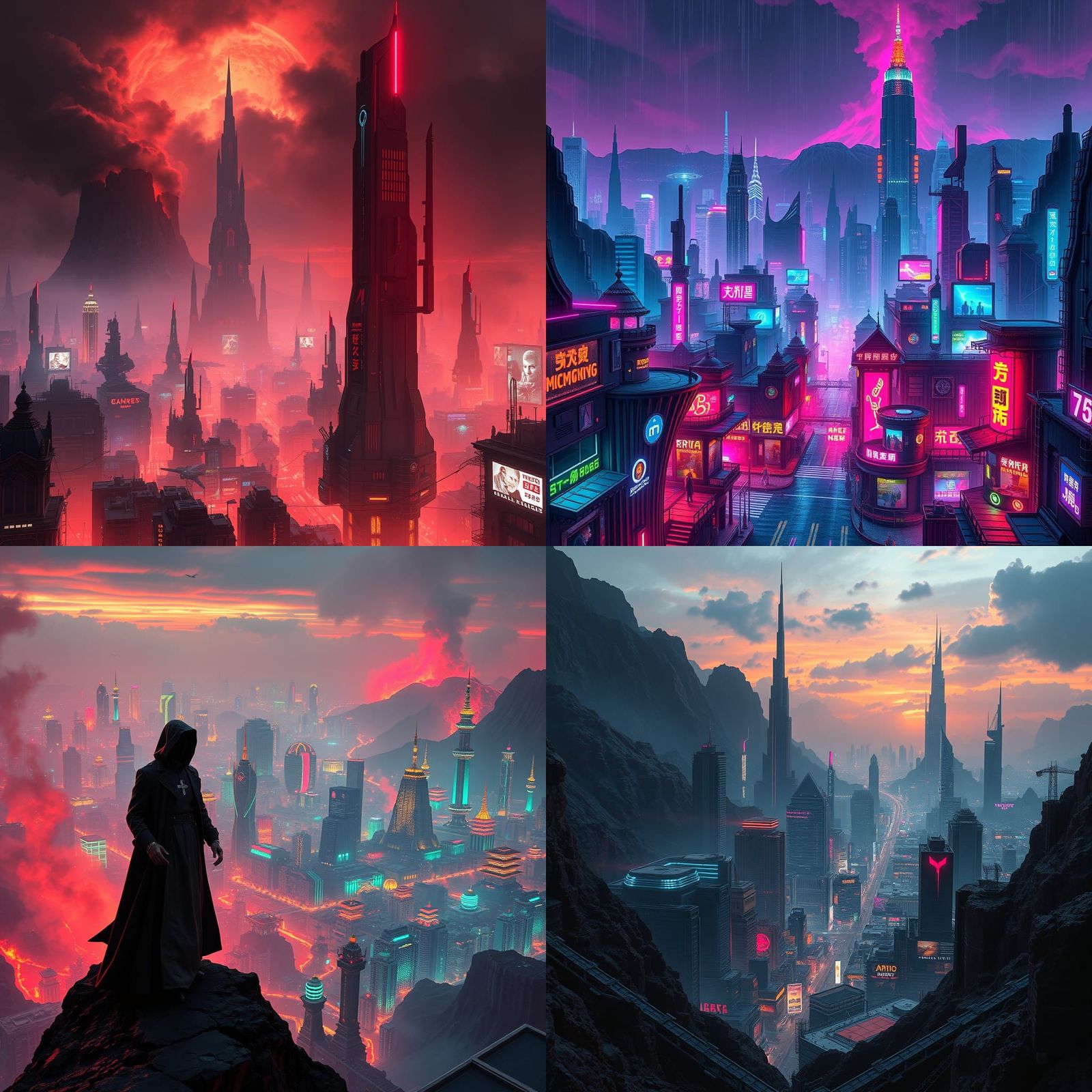 Cyberpunk City Built on a Volcano