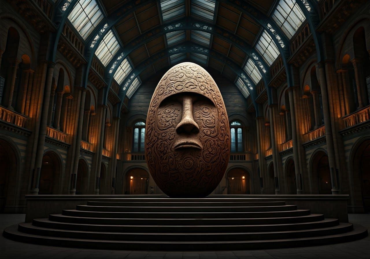 Egg-shaped Moai Statue in Natural History Museum