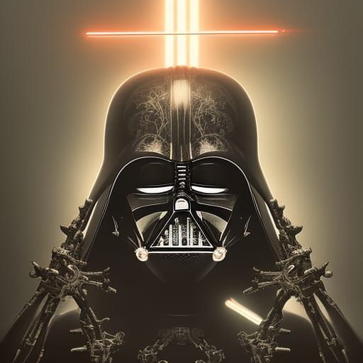 Darth Vader Biomechanical Dark Fantasy Illustration