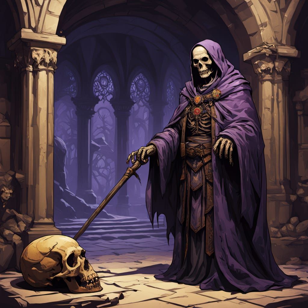Macabre Crypt Keeper in Dramatic Fantasy Art