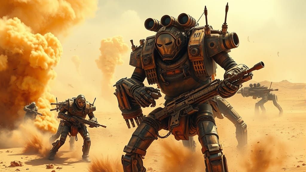 Dieselpunk Desert Warfare in a Swirling Sandstorm