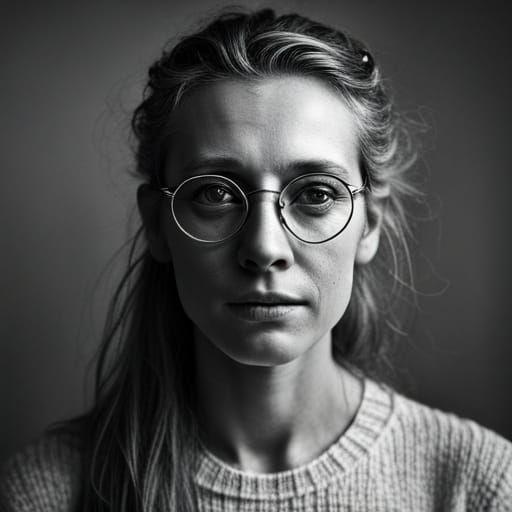 Intense Portrait of a Woman with White Hair