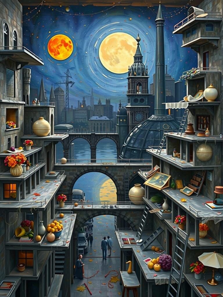 Cosmic Autumn Landscape in Graphite Style